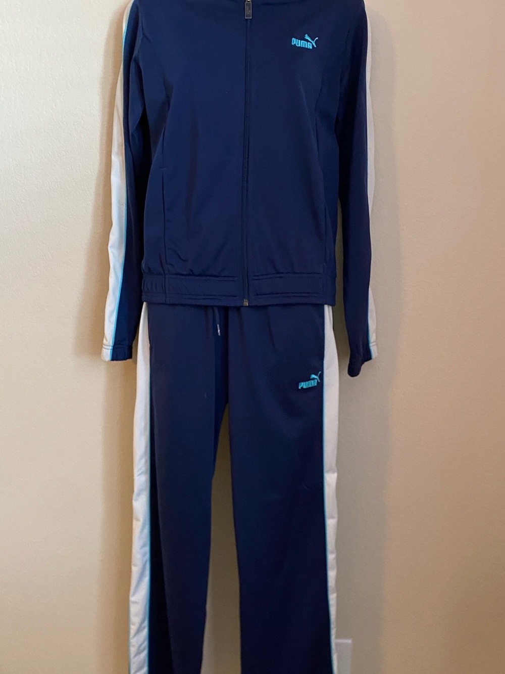 Puma Navy Blue & White Track Pants and Jacket Set
